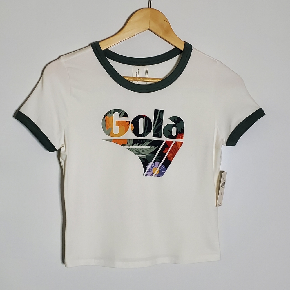 GOLA x Anthropologie Women's Cropped ringer tee shirt Size XS NWT